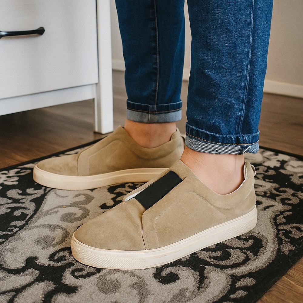 Pierre Hardy Slip On Sneakers Mens 45 12 Beige‎ Suede Shoes Preppy Designer
